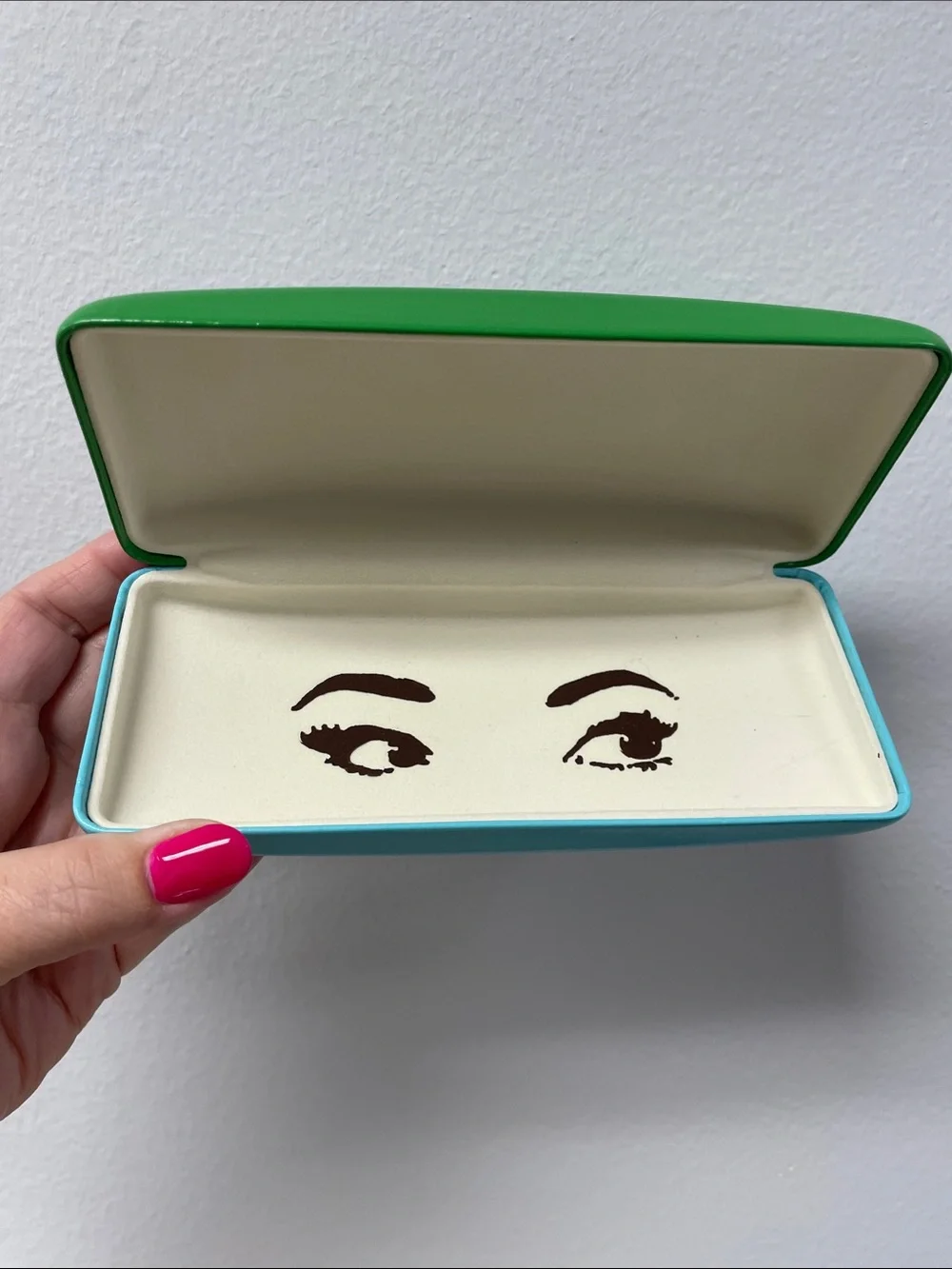 Kate Spade Bright Green Glossy Eyeglass Case with Gold Logo